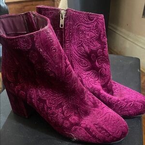 Zigi Soho Paisley Velvet Ankle Boots - Rich Pink